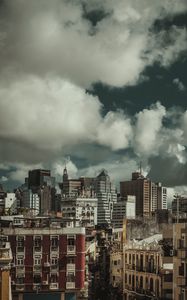 Preview wallpaper city, buildings, clouds, aerial view, overview