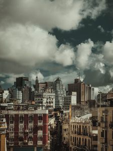 Preview wallpaper city, buildings, clouds, aerial view, overview