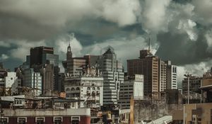Preview wallpaper city, buildings, clouds, aerial view, overview