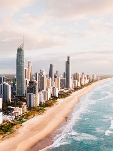 Preview wallpaper city, buildings, coast, beach, sea