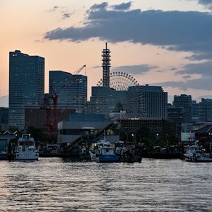 Preview wallpaper city, buildings, coast, boats, architecture