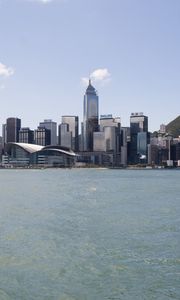 Preview wallpaper city, buildings, coast, water, day