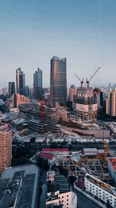 Preview wallpaper city, buildings, constructing, aerial view