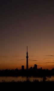 Preview wallpaper city, buildings, dusk, dark, panorama