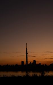 Preview wallpaper city, buildings, dusk, dark, panorama