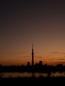 Preview wallpaper city, buildings, dusk, dark, panorama