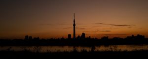 Preview wallpaper city, buildings, dusk, dark, panorama