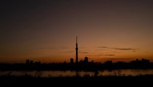 Preview wallpaper city, buildings, dusk, dark, panorama