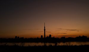 Preview wallpaper city, buildings, dusk, dark, panorama