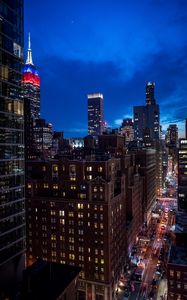 Preview wallpaper city, buildings, evening, road
