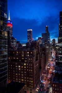 Preview wallpaper city, buildings, evening, road