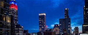 Preview wallpaper city, buildings, evening, road