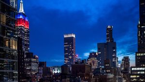Preview wallpaper city, buildings, evening, road