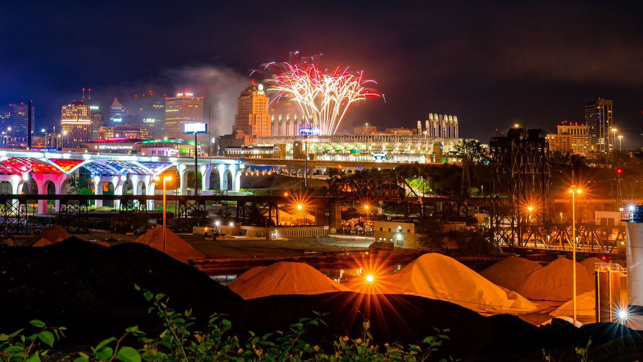 Wallpaper city, buildings, fireworks, sparks, night, dark hd, picture