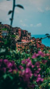 Preview wallpaper city, buildings, flowers, sea, italy