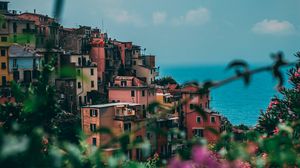 Preview wallpaper city, buildings, flowers, sea, italy