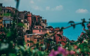 Preview wallpaper city, buildings, flowers, sea, italy