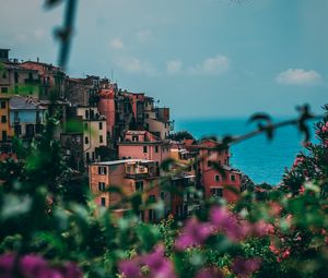 Preview wallpaper city, buildings, flowers, sea, italy