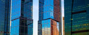Preview wallpaper city, buildings, glass, reflection, moscow