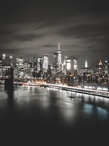 Preview wallpaper city, buildings, lights, coast, new york