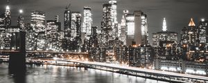 Preview wallpaper city, buildings, lights, coast, new york