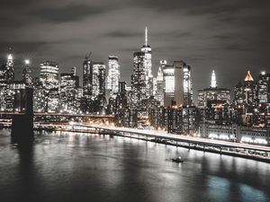 Preview wallpaper city, buildings, lights, coast, new york