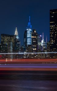 Preview wallpaper city, buildings, lights, night, new york