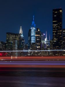 Preview wallpaper city, buildings, lights, night, new york