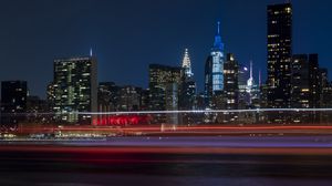 Preview wallpaper city, buildings, lights, night, new york
