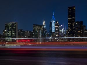 Preview wallpaper city, buildings, lights, night, new york