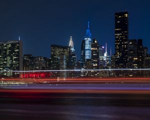 Preview wallpaper city, buildings, lights, night, new york