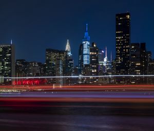 Preview wallpaper city, buildings, lights, night, new york