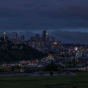 Preview wallpaper city, buildings, lights, night, cityscape