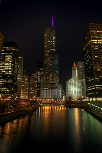 Preview wallpaper city, buildings, lights, river, night