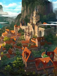 Preview wallpaper city, buildings, middle ages, fantasy, art