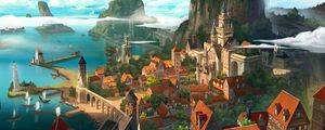 Preview wallpaper city, buildings, middle ages, fantasy, art