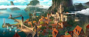 Preview wallpaper city, buildings, middle ages, fantasy, art