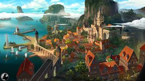 Preview wallpaper city, buildings, middle ages, fantasy, art