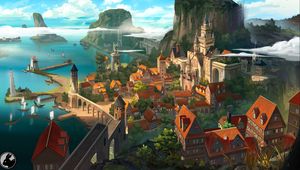 Preview wallpaper city, buildings, middle ages, fantasy, art