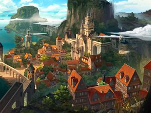 Preview wallpaper city, buildings, middle ages, fantasy, art