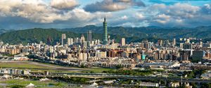 Preview wallpaper city, buildings, mountains, view