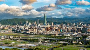 Preview wallpaper city, buildings, mountains, view