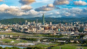 Preview wallpaper city, buildings, mountains, view
