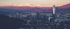 Preview wallpaper city, buildings, mountains, valley