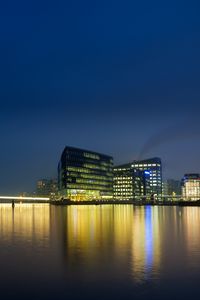 Preview wallpaper city, buildings, pier, lights, water, reflection