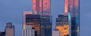 Preview wallpaper city, buildings, reflection, twilight