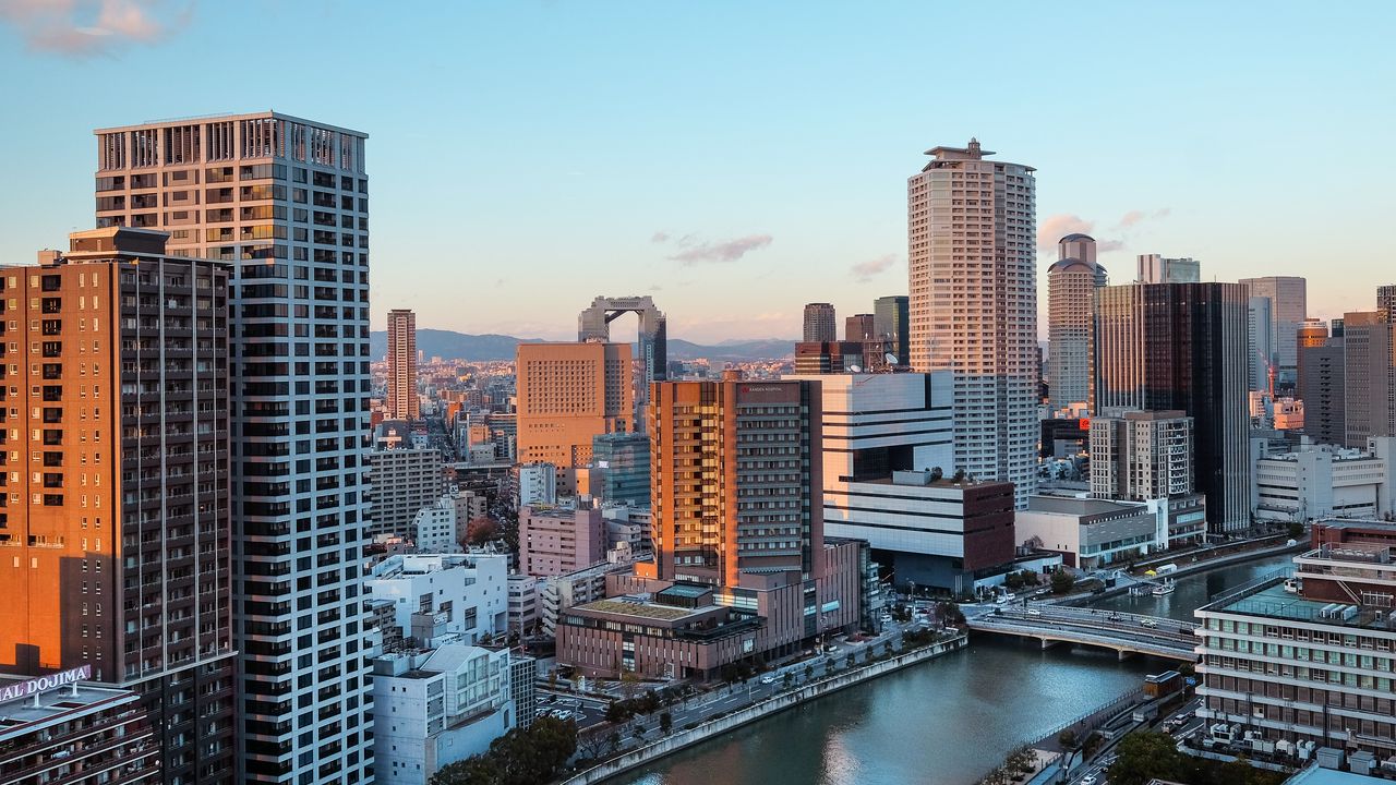 Wallpaper city, buildings, river, skyscrapers