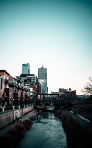 Preview wallpaper city, buildings, river, bridge
