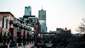Preview wallpaper city, buildings, river, bridge