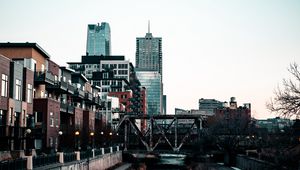 Preview wallpaper city, buildings, river, bridge